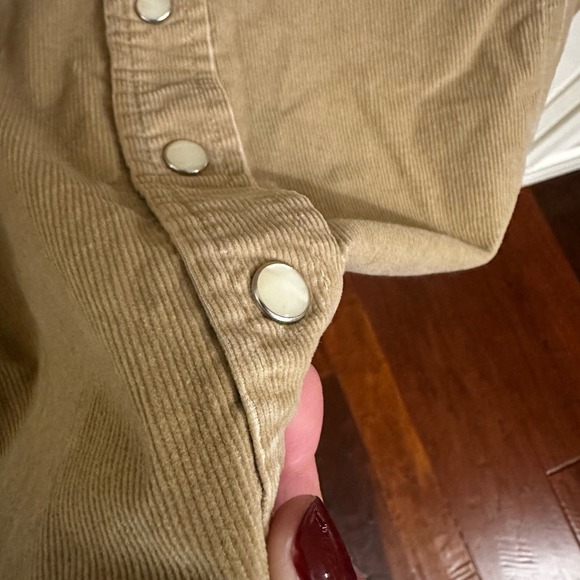 Vintage Y2K GAP Womens Corduroy Tan Pearl Snap Front Shirt Western Cowgirl Rodeo - Picture 9 of 10